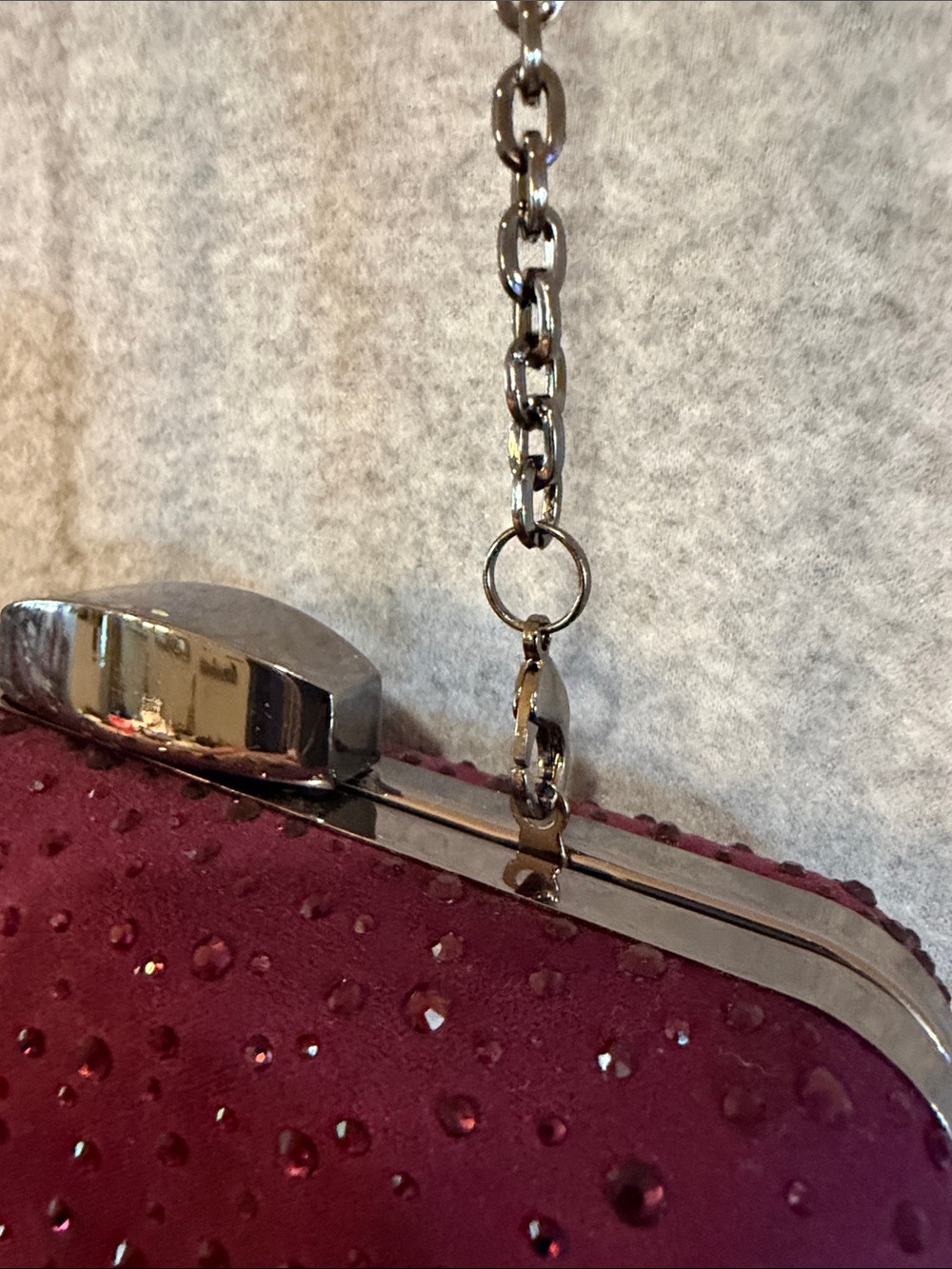 Evening Rhinestone Chain Clutch - Wine - Picture 4 of 6